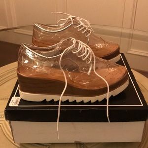 Qupid Sz 6 Clear PVC Oxford-style Platform Shoe